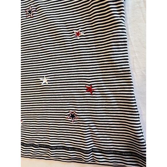Onque Casual Patriotic Top Stripes white/blue Embroidered Stars July Fourth Tank - Picture 2 of 5